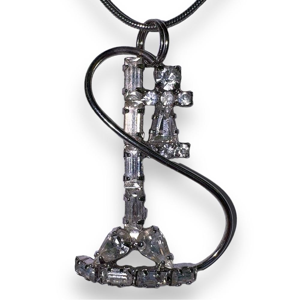 Vintage Rhinestone Phone Pendant Necklace
